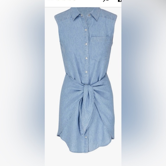 VERONICA BEARD Allison Lakeshore Chambray Front Tie Mini Dress Blue Size 2 NWT - Picture 2 of 12